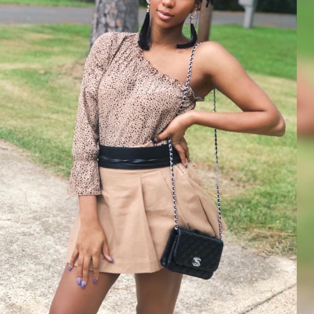 SMALL animal print off shoulder top